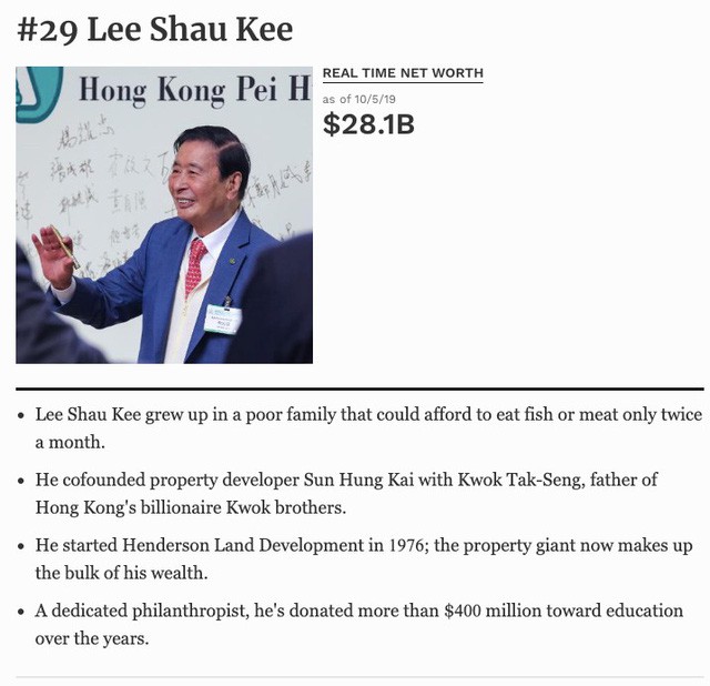Lee Shau Kee – “Warren Buffett của Hongkong” chia sẻ bí quyết tâm đắc gây dựng khối tài sản gần 30 tỷ USD